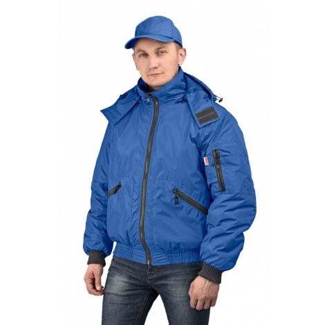 Куртка мужская "Бомбер" демисезонная тк.Джордан т.синяя (с капюшоном)
