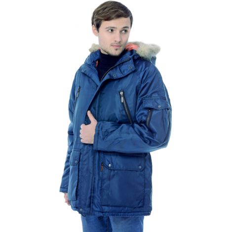 Куртка удлинённая мужская "Аляска" зимняя. т-синяя