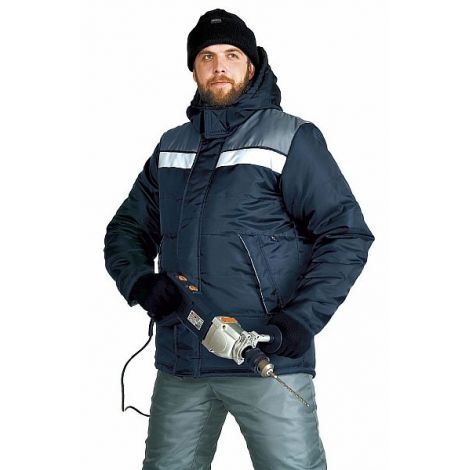 Куртка мужская "Эребус" зимняя т-синяя с серым