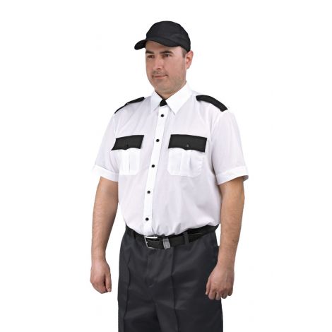 Рубашка мужская "Охрана" (кор. рукав) белая с чёрным