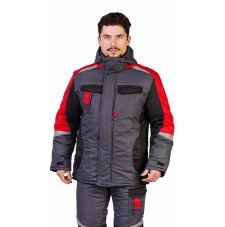 Костюм мужской "Мега" зимний куртка, п/к серый с черным, красным и СОП