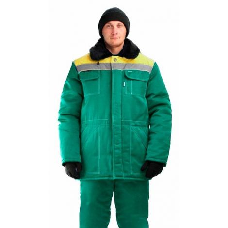Костюм мужской "Легенда" зимний куртка, брюки зеленый с желтым и СОП