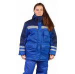 Костюм женский "Сибиряк" зимний куртка, брюки васильковый с темно-синими и СОП