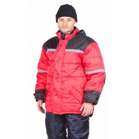 Куртка мужская "Арктика" зимняя красная с черным и с СОП, тк. Оксфорд